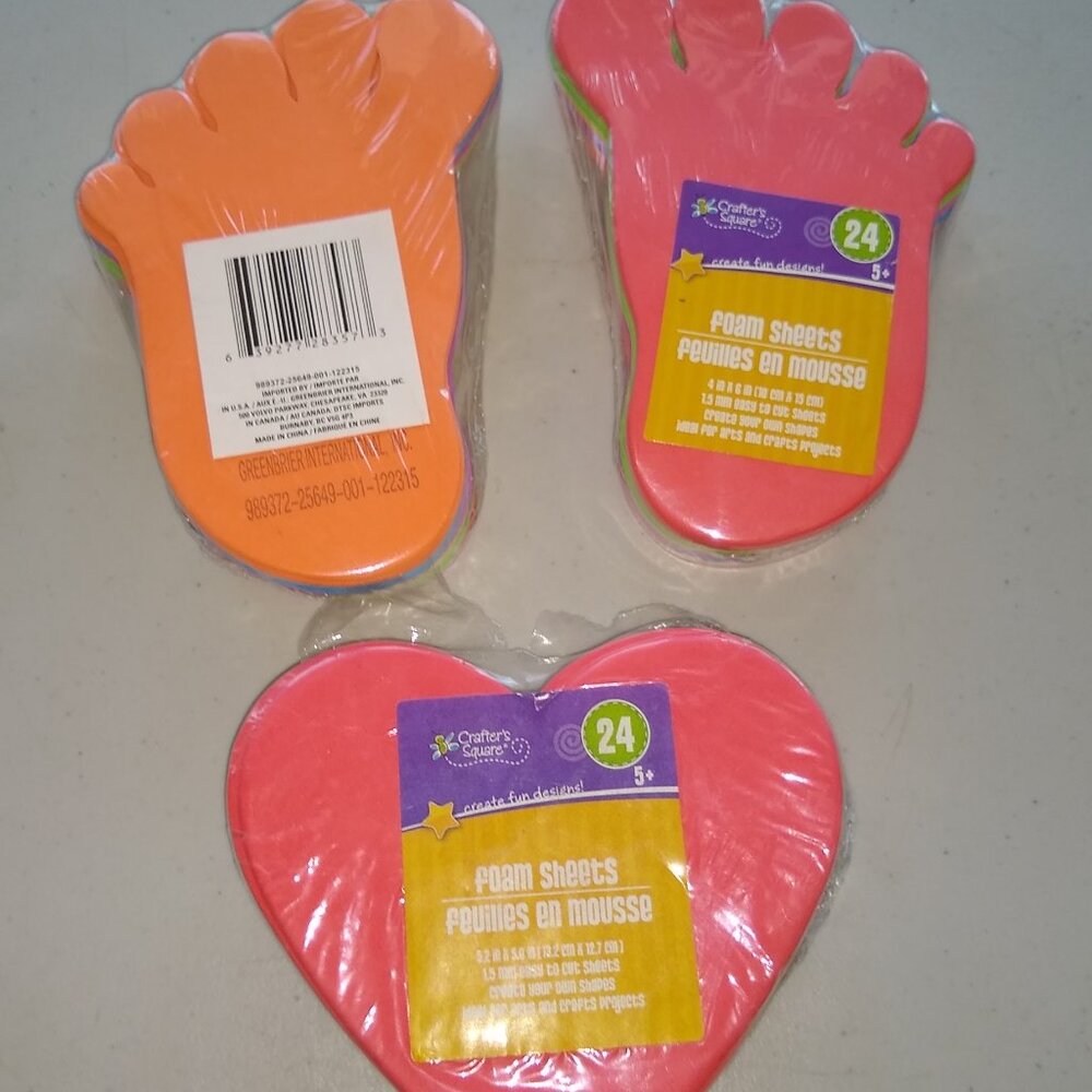 DIY Craft: Foam Foot Sheet Shapes & Foam Heart New